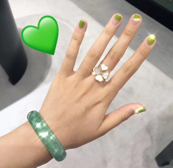 18K Sweet Alhambra Effeuillage Pearls Ring - 图片 2