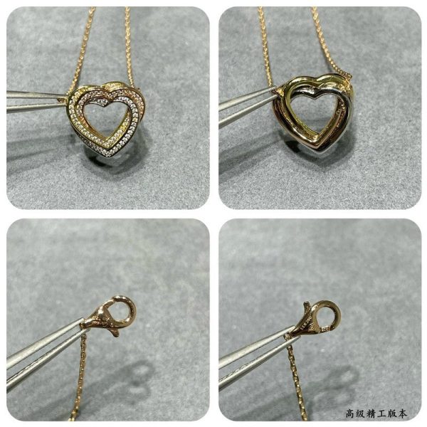 18K Trinity Heart Full Diamond Necklace - 图片 10