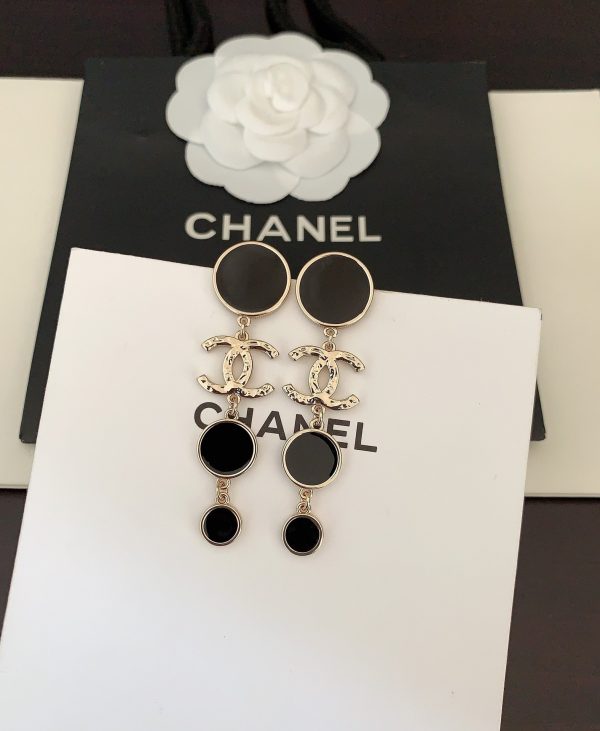 18K CC Black Crystals Earrings - 图片 5