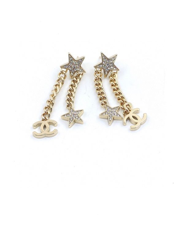 18K CC Star Diamonds Long Earrings - 图片 3