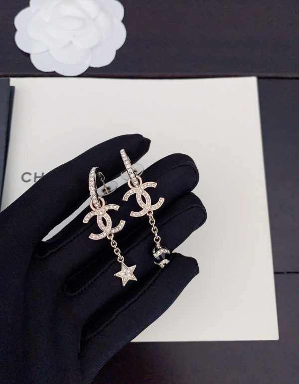 18K CC Star Pearls Pendant Earrings - 图片 7