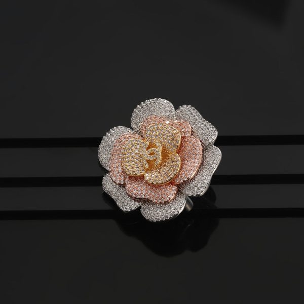 18K CC Camellia Pink Diamonds Brooch - Image 5