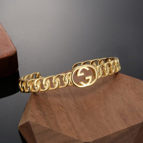18K Double G Chain Open Bracelet - 图片 5