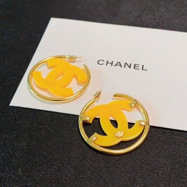 18K CC Color Logo Earrings - 图片 8