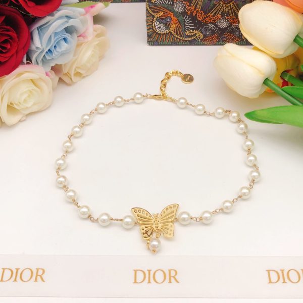 18K CD Butterfly Pearl Chain Necklace - 图片 6