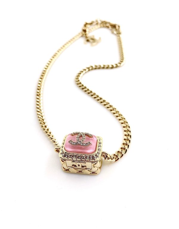 18K CC Pink Resin Chain Necklace - 图片 5