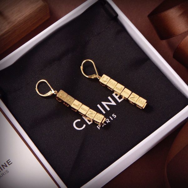 18K Triomphe Script Cube Earrings - 图片 5