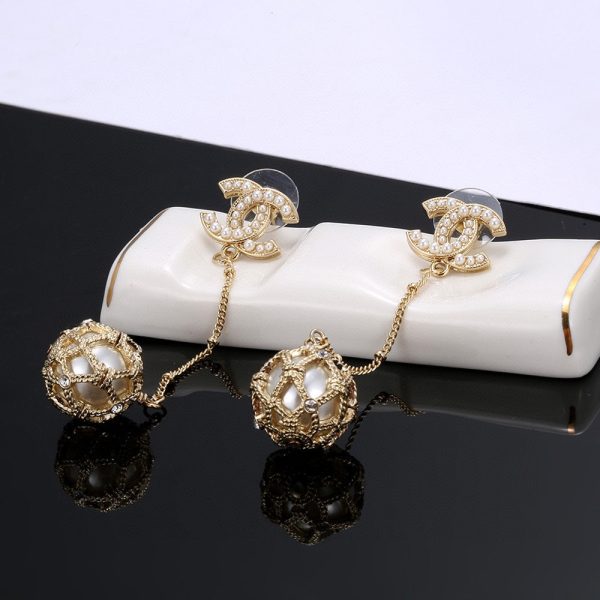 18K CC Pearl Long Earrings - 图片 6