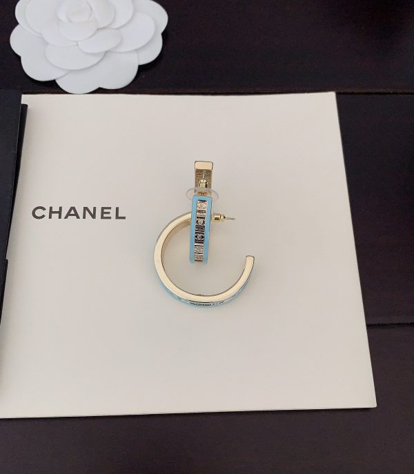 18K CC Blue Resin Earrings - 图片 5