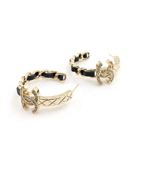 18K CC Black Open Earrings - 图片 5