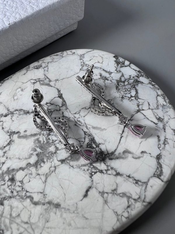 18K CD Vintage Purple Crystal Earrings - 图片 6