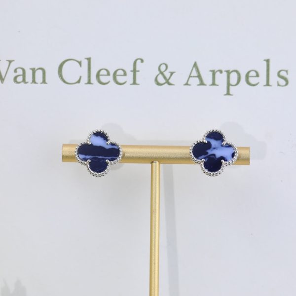 18K Vintage Alhambra Blue Earrings - 图片 6