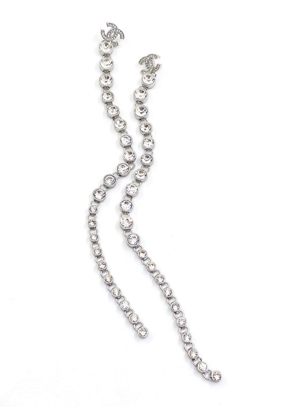 18K CC Long Crystals Earrings - 图片 5