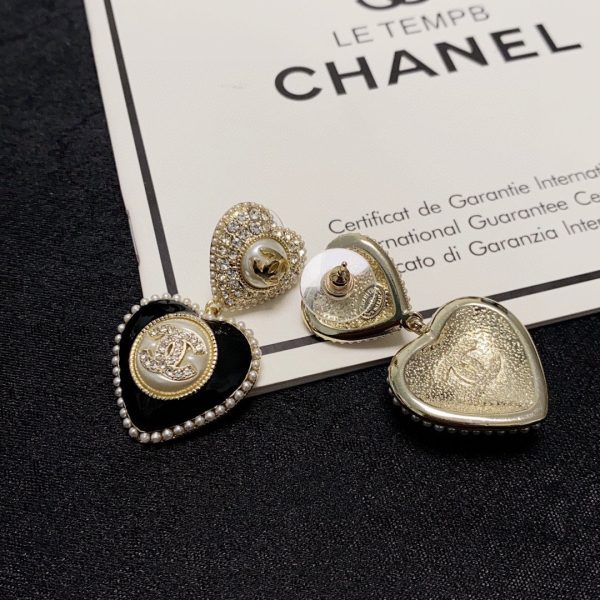18K CC Black Heart Earrings - 图片 6