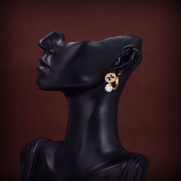 18K Double G Interlocking G Diamond Earrings - 图片 3