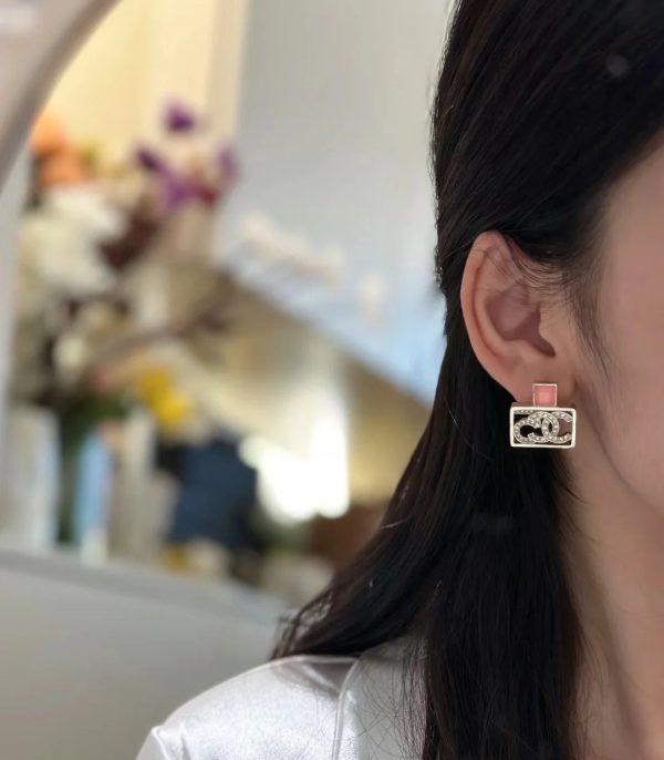18K CC Square Diamond Earrings - 图片 3