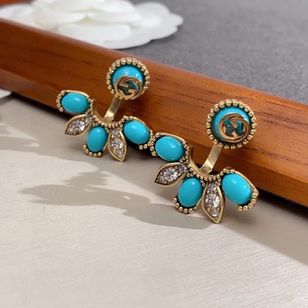 18K Double G Blue Flowers Earrings - 图片 7