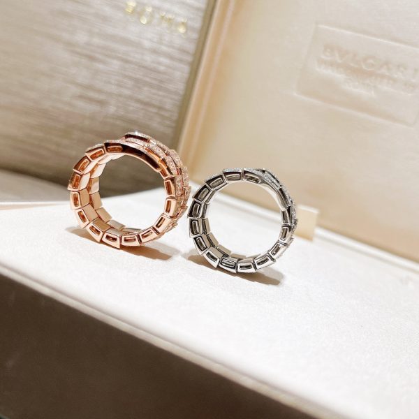 18K BV Serpenti Viper Full Pave Diamond Ring - Image 6