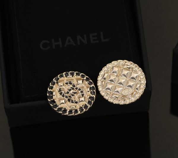 18K CC Diamond Round Earrings - 图片 5
