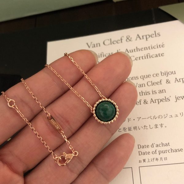 18K Perlée couleurs Malachite Necklace - 图片 4
