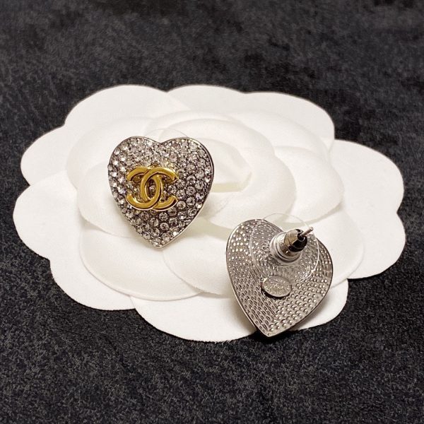 18K CC Heart Diamonds Earrings - 图片 6