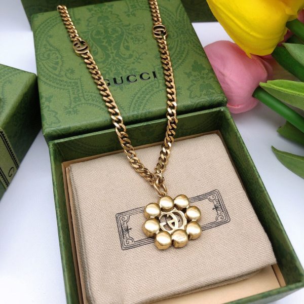 18K Double G Flower Crystals Necklace - 图片 6
