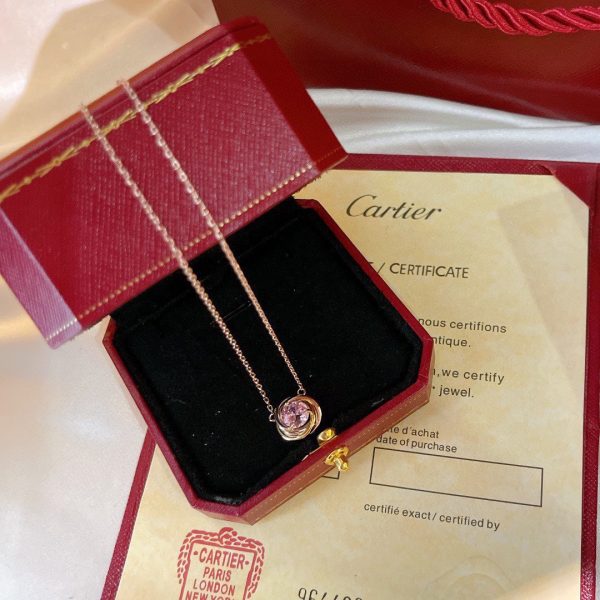 18K Trinity Pink Sapphire Necklace - 图片 5