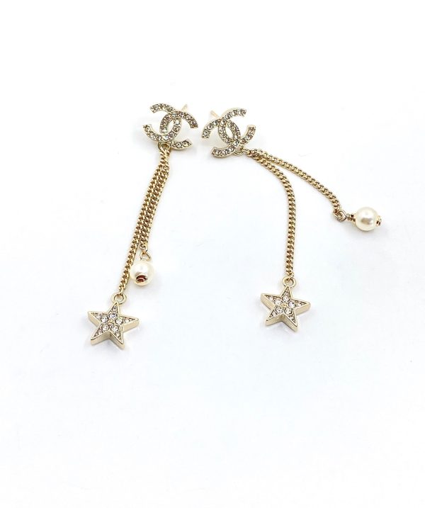 18K CC Pearl & Star Earrings - 图片 5