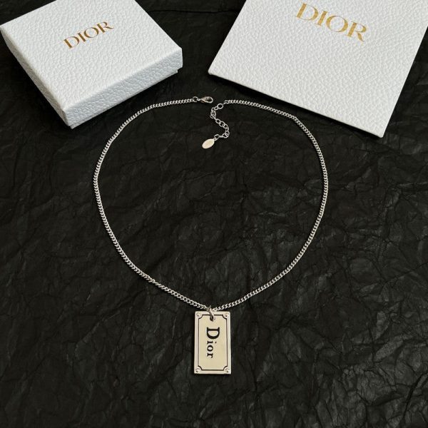 18K CD Oblique Plate Pendant Necklace - 图片 3