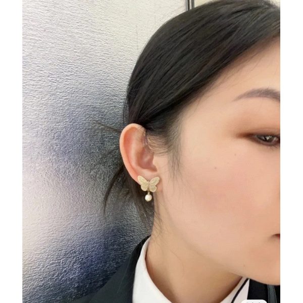 18K CD Butterfly Earrings - 图片 5