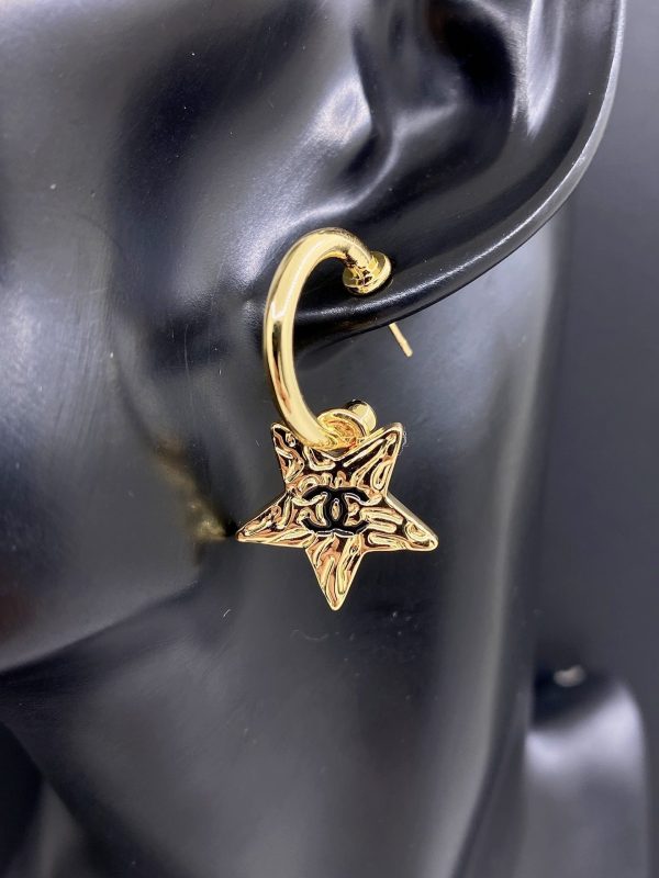 18K CC Heart Star Earrings - 图片 4