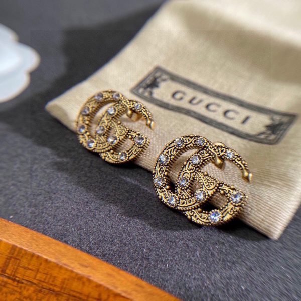 18K Double G Crystals Earrings - 图片 5