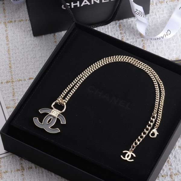 18K CC Black Resin Logo Necklace - 图片 6
