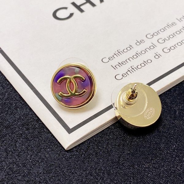 18K CC Colorful Round Earrings - 图片 6