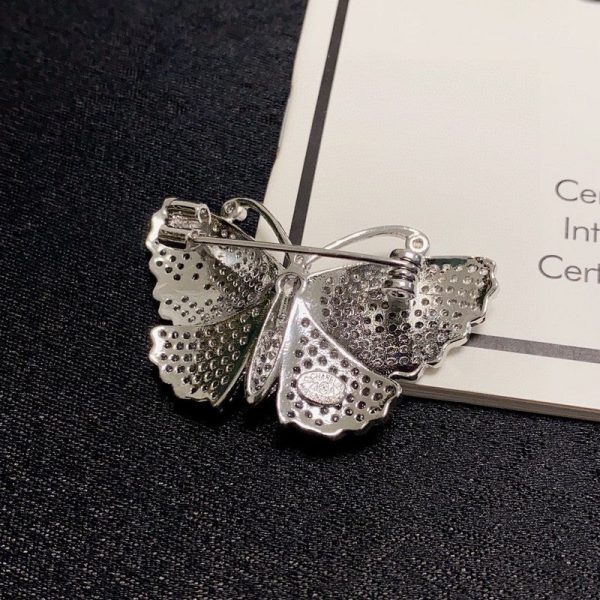 18K CC Full Diamond Butterfly Brooch - 图片 6