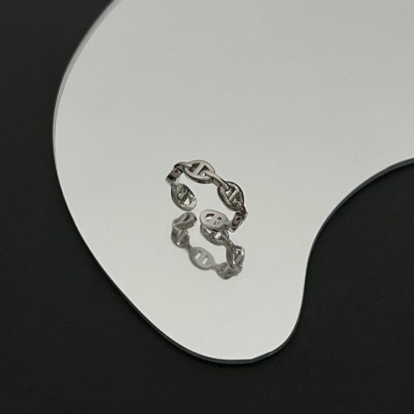 18K Chaine D'Ancre Enchainee H Ring - 图片 4