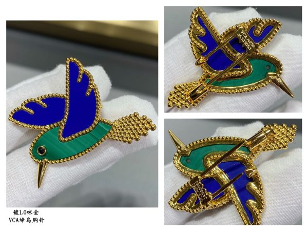 18K Lucky Animals Hummingbird Clip Brooch - Image 3