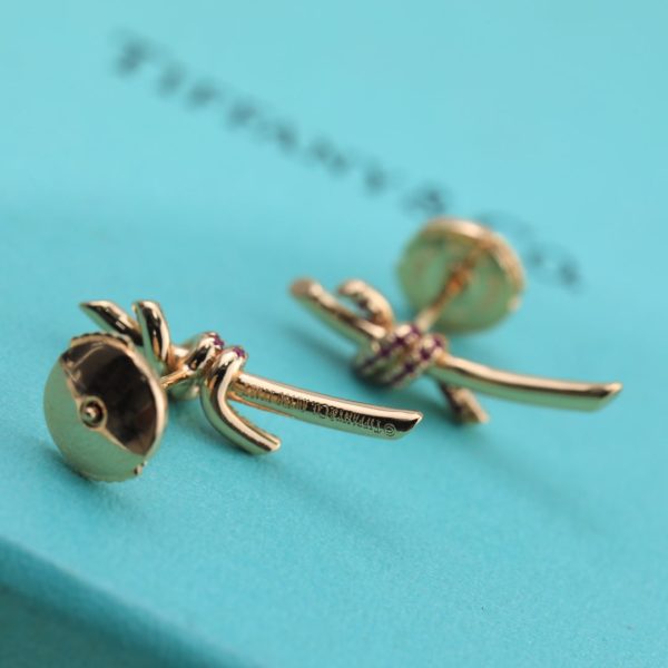 18K T Knot Pink Diamonds Earrings - 图片 7