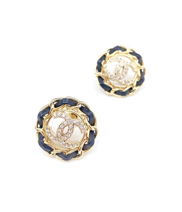18K CC Black Leather Earrings - Image 5