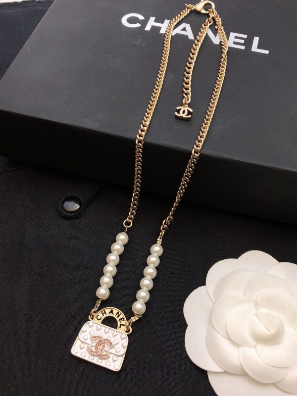 18K CC Pearls Bag Pendant Necklace - 图片 3