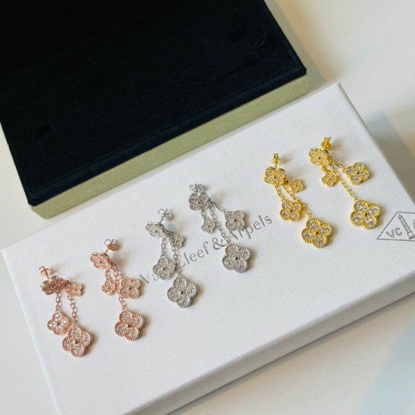 18K Magic Alhambra Four Diamonds Motifs Clover Earrings - 图片 7