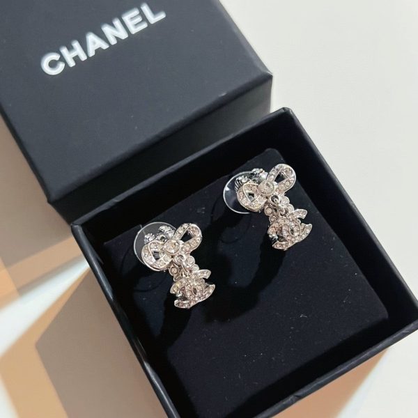 18K CC Diamond Pendant Earrings - 图片 7