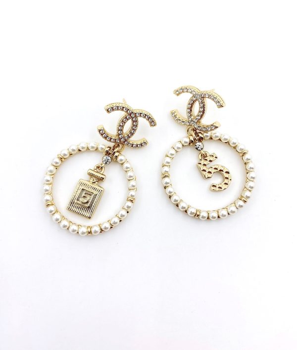 18K CC No5 Perfume Pendant Earrings - 图片 5