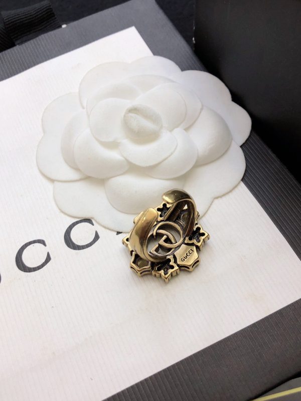 18K Double G Crystal Flower Ring - 图片 8