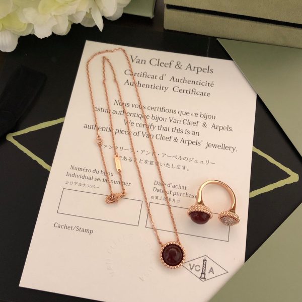 18K Perlée couleurs Carnelian Necklace - 图片 6