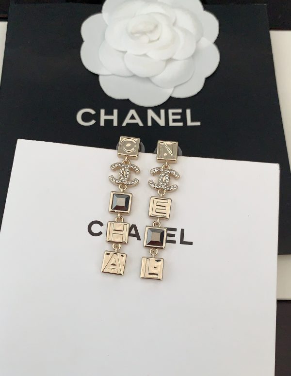 18K CC Crystals Long Earrings - 图片 5