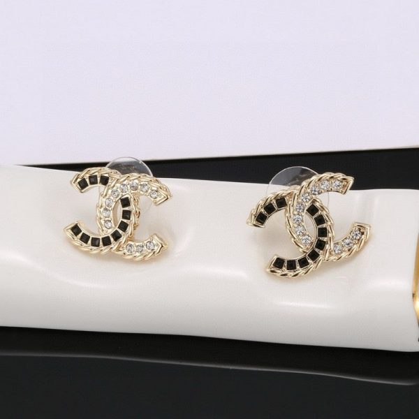 18K CC Crystal Leather Earrings - 图片 5