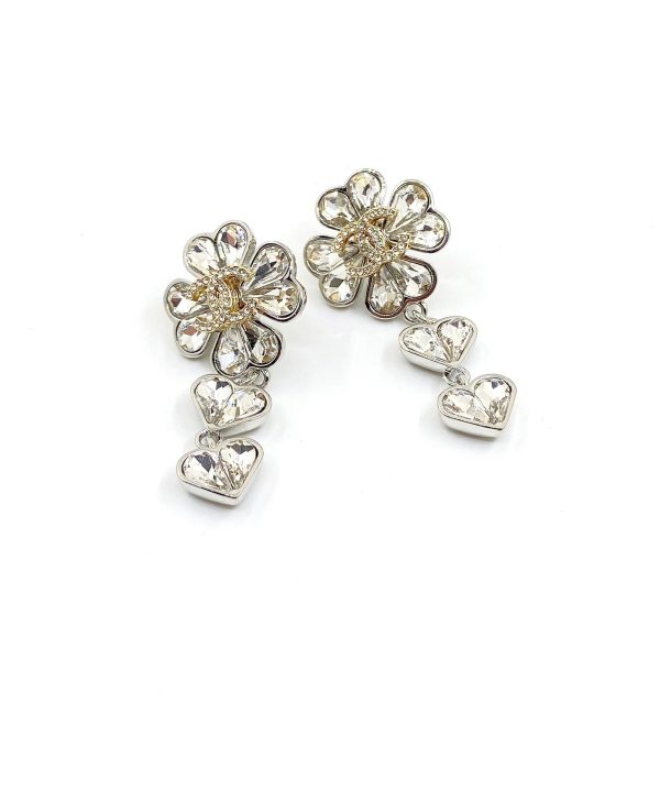 18K CC Crystal Flower Earrings - 图片 6