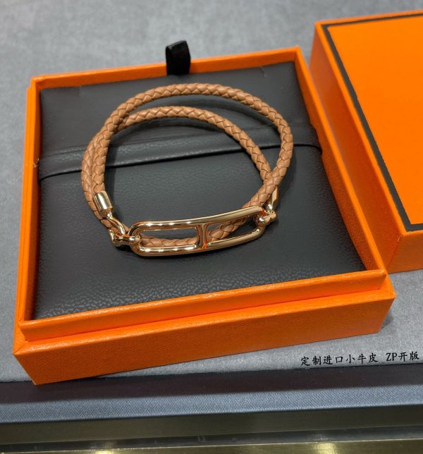 18K Roulis Double Tour Brown H Bracelet - 图片 5