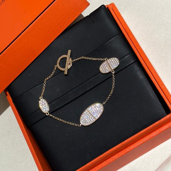 18K Chaine D'Ancre Verso Diamond H Bracelet - 图片 9